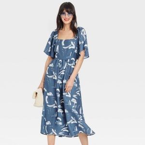 Target Blue Swirl Flowy Dress